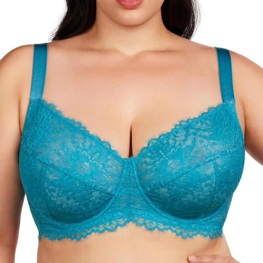 

Fashionable Sexy Lace Bras Comfortable Breathable Large-sized Full Cup Without Padding Adjustable Upper Support