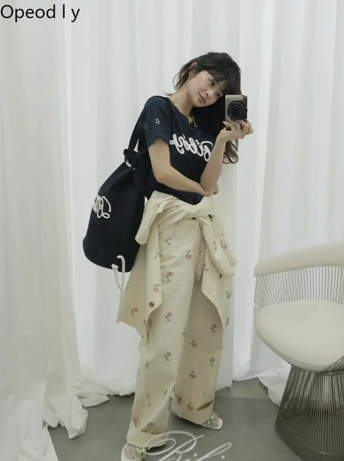 Japanese Style Fashion Rose-printed Wide-leg Pants 2026 Autumn New Fashion High-waisted Temperament Loose Women's Trousers