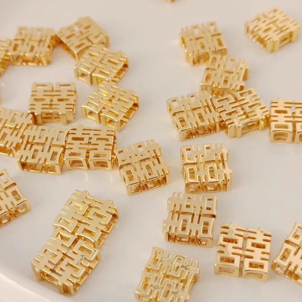 

14-каратное медное золотое аксессуар, выдолбленный двусторонний кулон в виде счастья, 11 мм, ручная работа, сделай сам, ювелирный аксессуар, материал, кулон