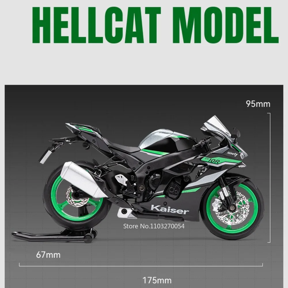 1/12 Kawasaki ZX-10R Toy Model Cars Diecast Alloy Motorcycle Sound Light Metal Body Rubber Tires High Simulation Models Boy Gift