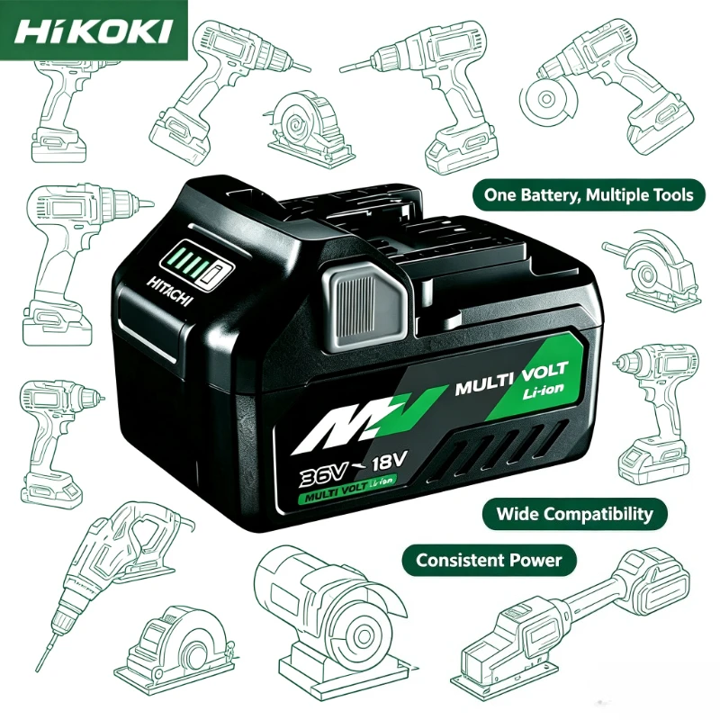 HiKOKI Hitachi Original 5.0Ah BSL36A18 BSL36B18 BSL36C18 Li-ion Battery , Universal Fit 18V & 36V Multi Volt MV Tools