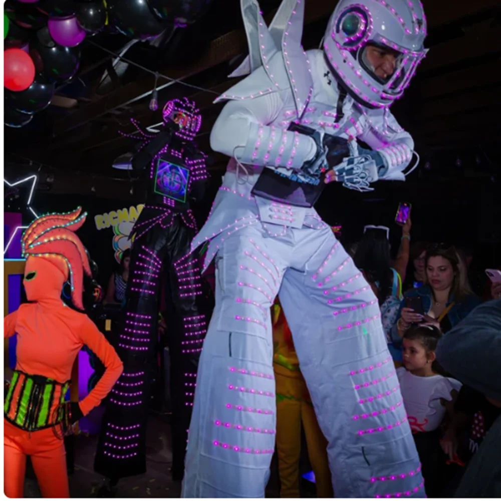 Full Color Smart Pixels LED Robot Suit Costume Clothes Stilts Walker Costume LED Lights Luminous Jacket Stage Dance Performance