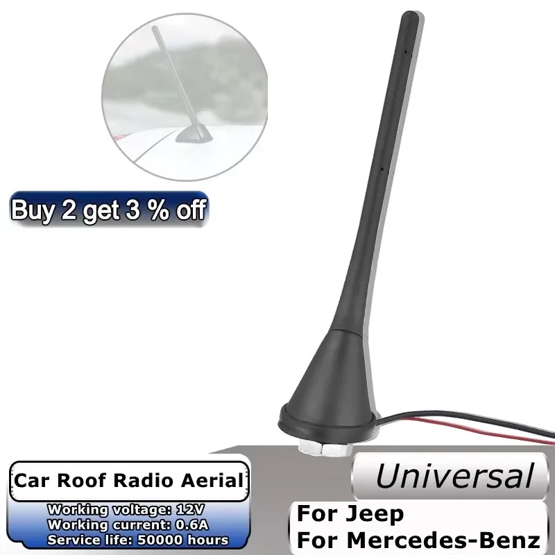 

Universal 0.6A 12V Car Roof Mounted Radio Antenna Aerial AM FM Radio Connector Aerial Base Kit for Jeep for Mercedes-Benz