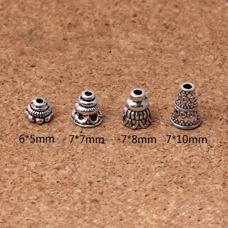 10-40 sztuk/partia 4 styl Vintage Mix Spacer koraliki czapki ręcznie robione koraliki Spacer akcesoria DIY koraliki do tworzenia biżuterii Tassel czapki