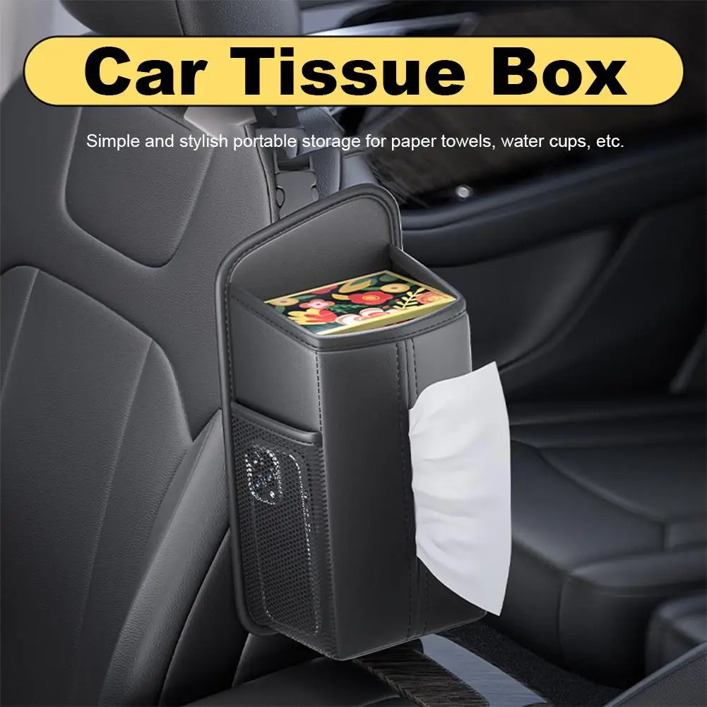 

Car Mounted Tissue Box Seat Side Leather Tissue Storage Hanging Bag Inside The Chartered Car Multifunctional Box Storage Bag