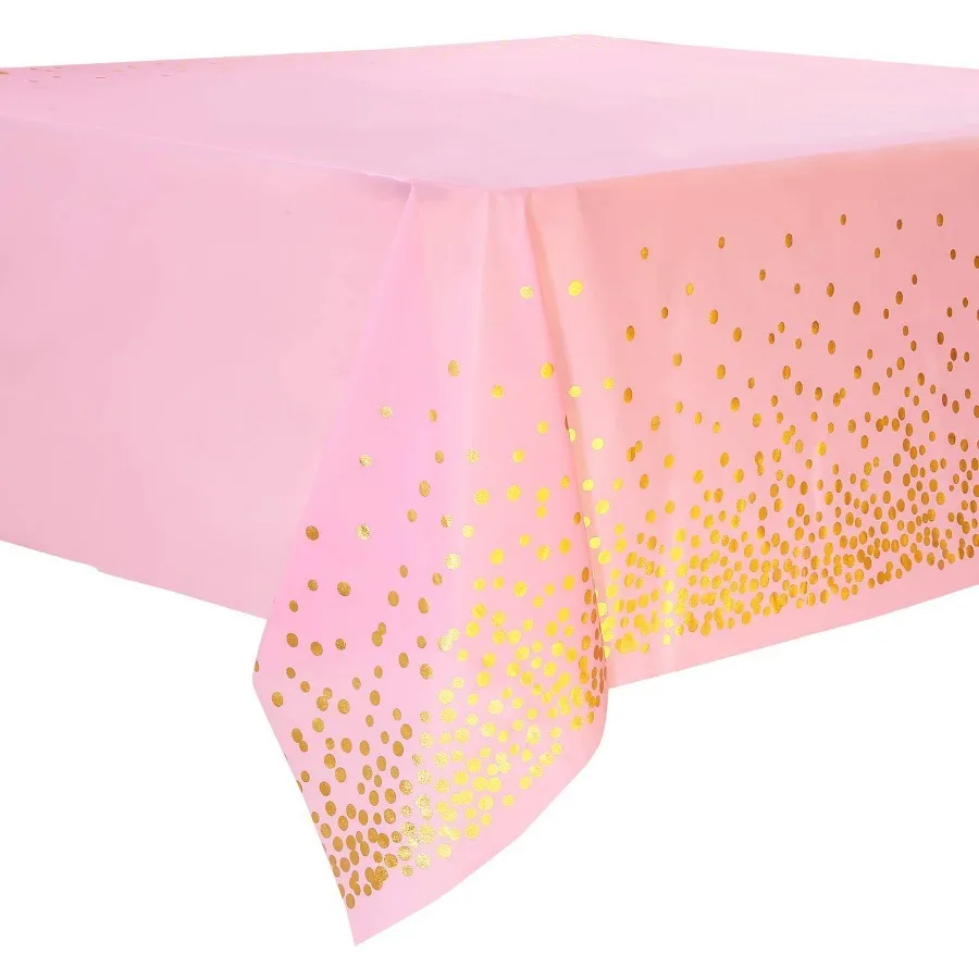 Hot stamping tablecloth, gold pink, blue, black dots, birthday parties, wedding parties, disposable PE tablecloth