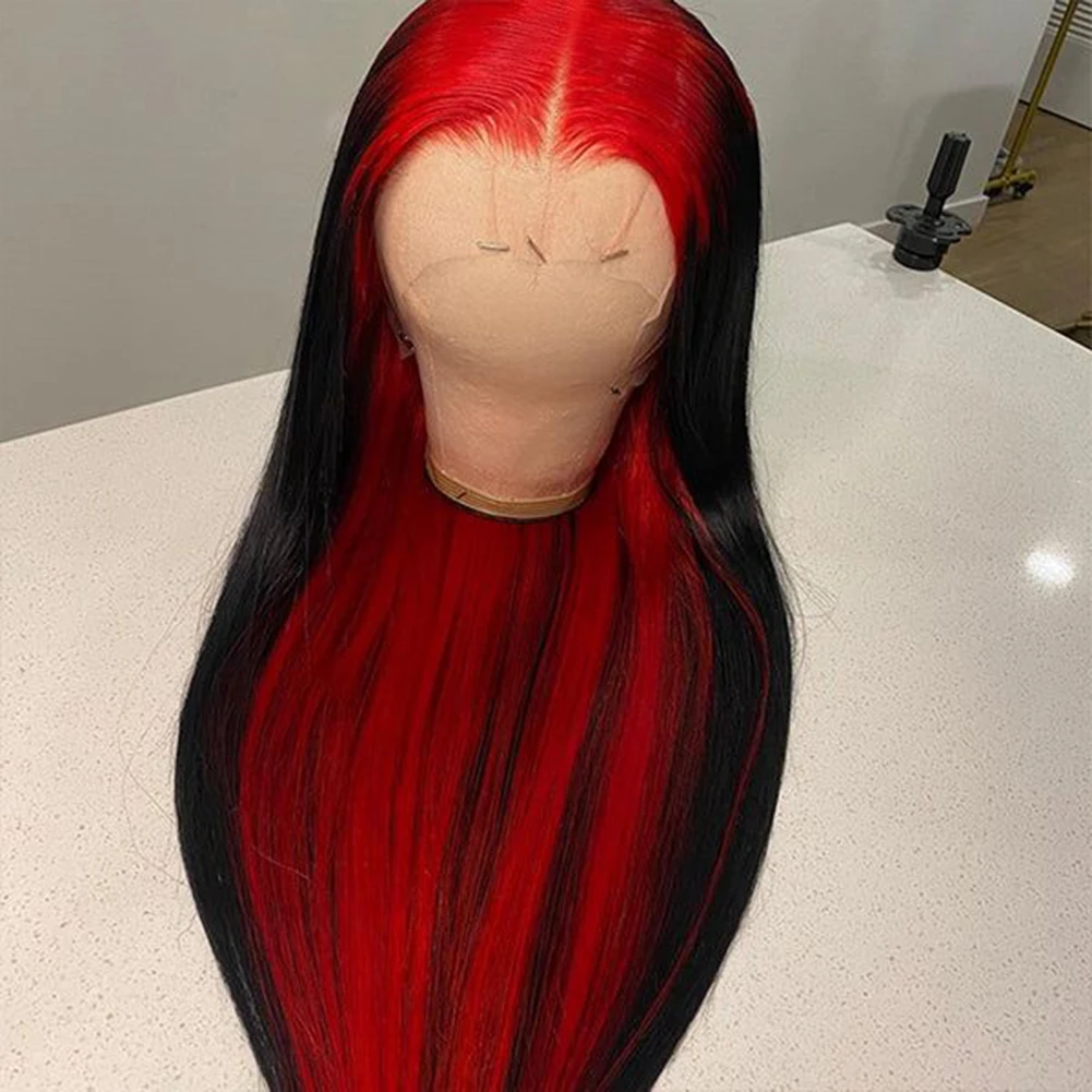 Charisma Synthetic Lace Front Wig Long Silky Straight Hair Soft Lace Front Wigs For Women Middle Part Red Black Wigs