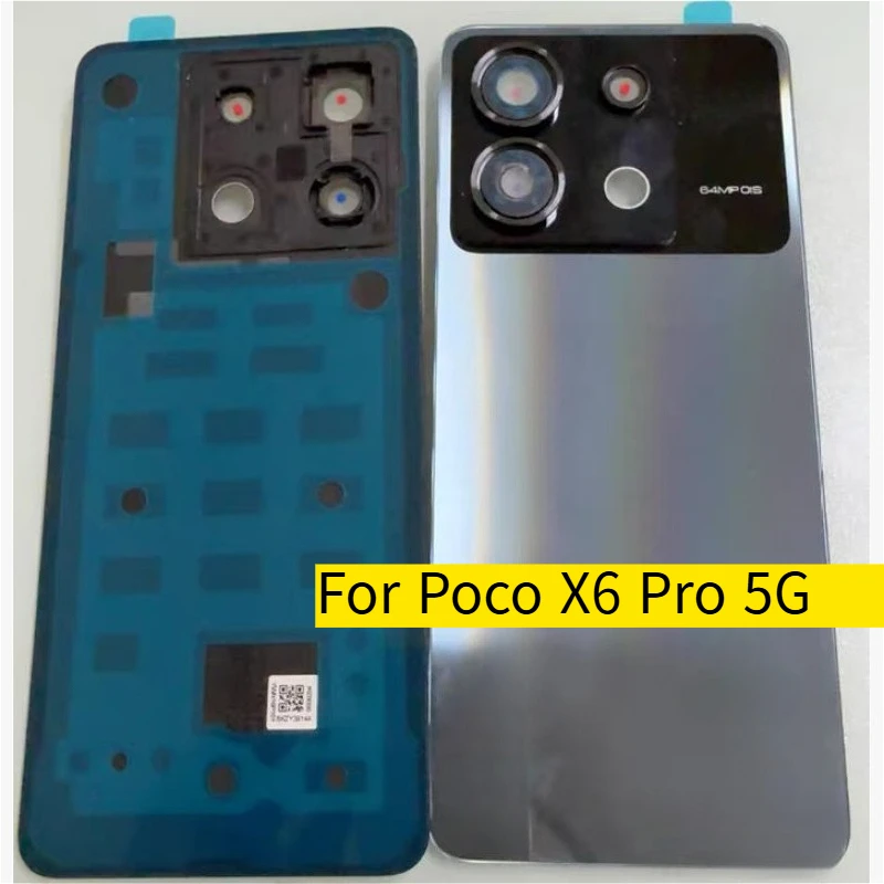 xiaomi-poco-x6-pro-5g用リアハウジング（レンズカバー付き）バッテリーバックカバー交換用バッテリーケース