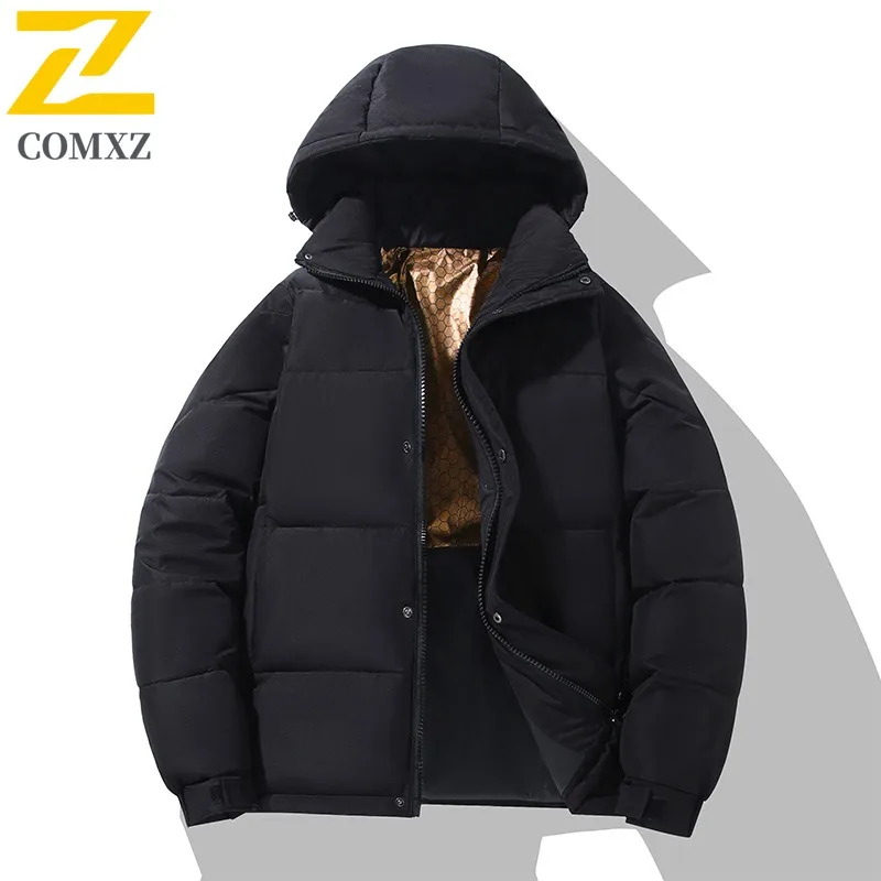 

COMXZ Outdoor Adventure Мужской пуховик 2025 Повседневная ветрозащитная теплая парка с капюшоном для путешествий Легкая зимняя стеганая куртка