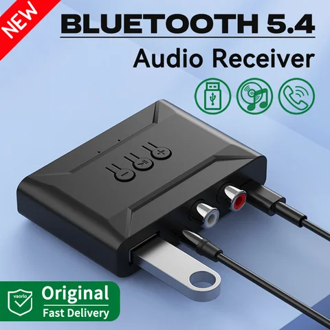 블루투스 5.4 오디오 리시버 U 디스크, RCA 3.5mm AUX USB 스테레오 음악 무선 어댑터, 마이크 포함, 자동차 키트 앰프 유선 스피커용