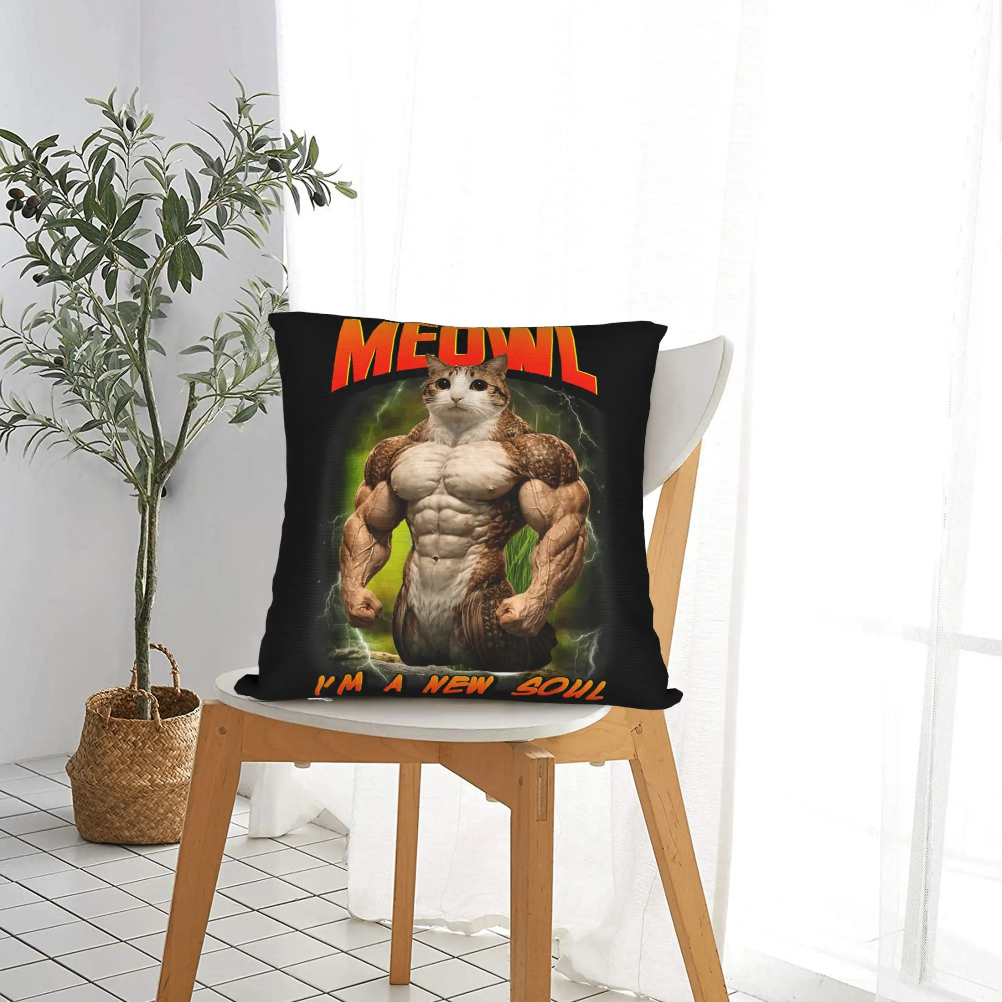 A New Soul Meowl Cat Owl Meme Brainrot Memes Pillowcase Printing Cushion Cover Decorations Throw Pillow Case Cover Bedroom