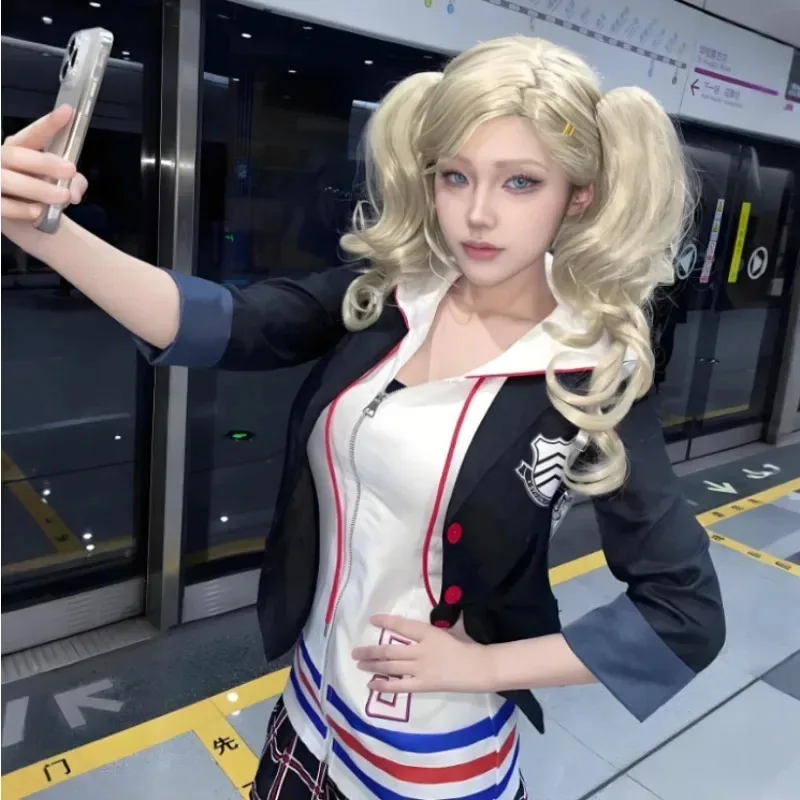 أزياء آن تاكاماكي التأثيرية لعبة P5 للنساء للمدرسة JK فستان موحد إكسسوارات مجموعة كاملة فستان كرنفال أنيمي ملابس الحفلات