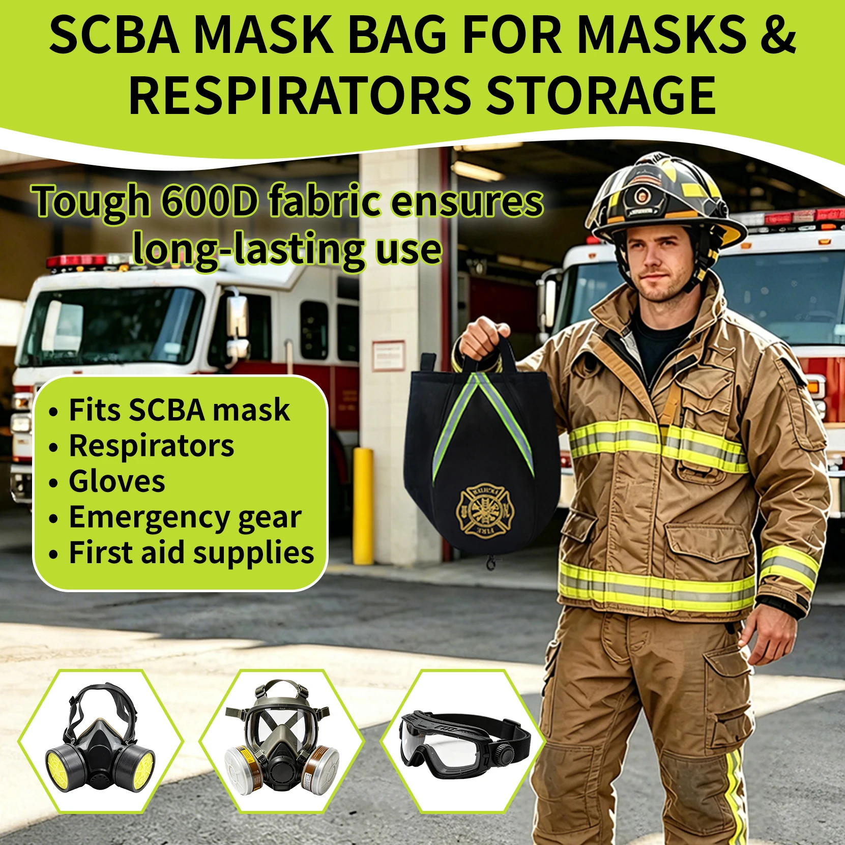 Firefighter Mask Bag Fireman SCBA Air Respirator Tool Storage Bag