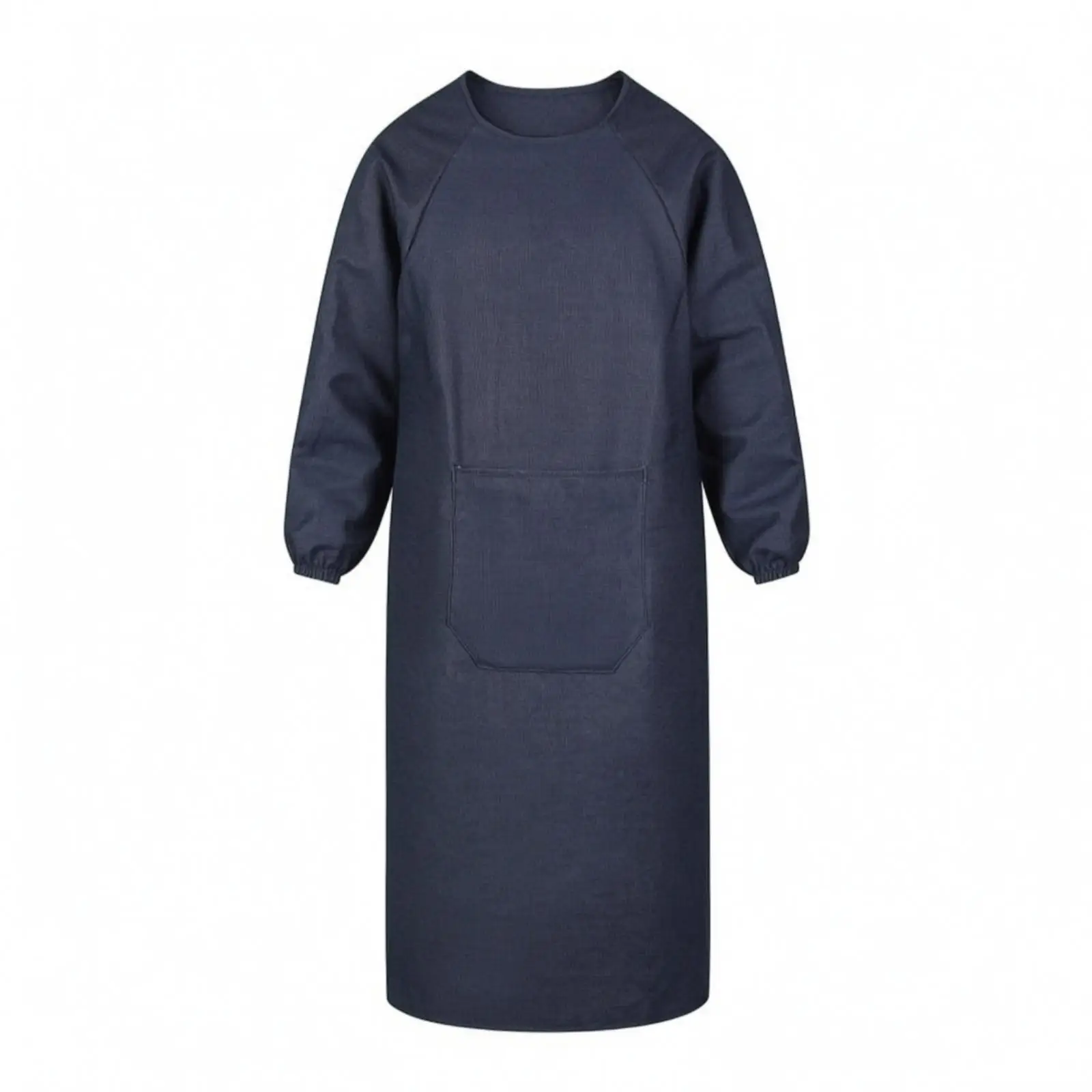 Long Sleeve Denim Apron Work Smock Full Coverage Hip Apron with Front Pocket for Cleaning Painting Car Repair Workshop