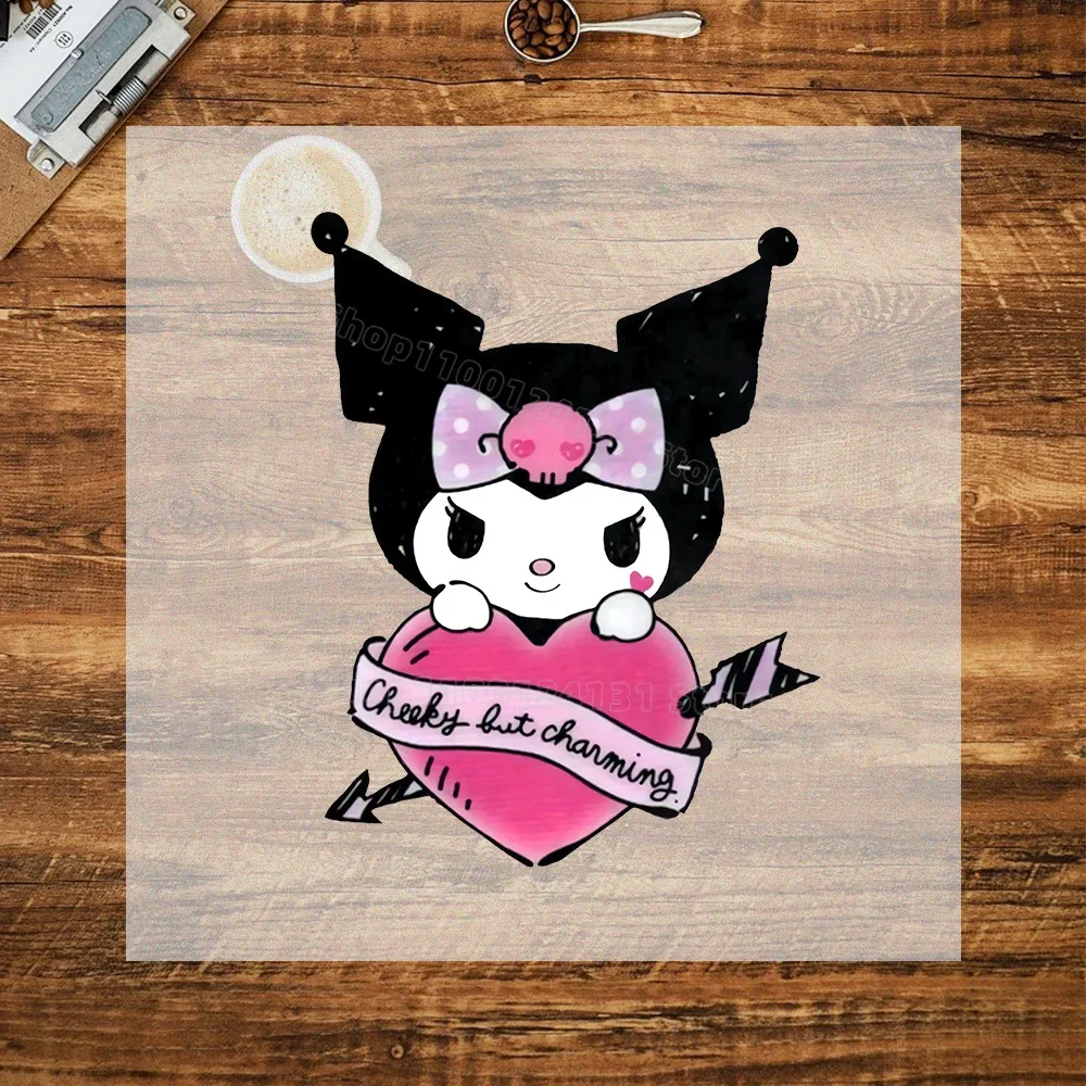 New Kuromi Patches for Clothing Cute Kawaii Anime Figure Heat Transfer Stickers for T-Shirt Trendy Patch Sticker DIY Decorations