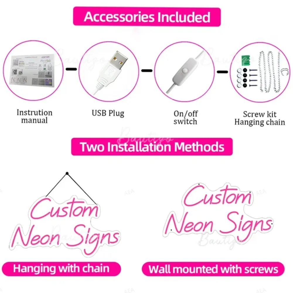 맞춤형 RGB LED 네온사인 - 결혼식, 파티, 바, 집 꾸미기, 생일 선물, 십대를 위한 개인 맞춤형 네온사인