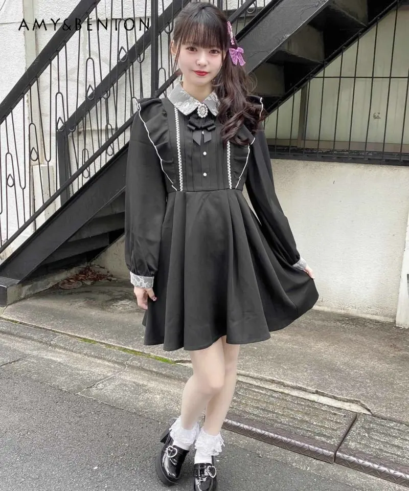 

Cute Sweet Graceful and Fashionable Elegant Dress Women's Japanese Style Lolita Short Dress Female Long Sleeve Spring Dress