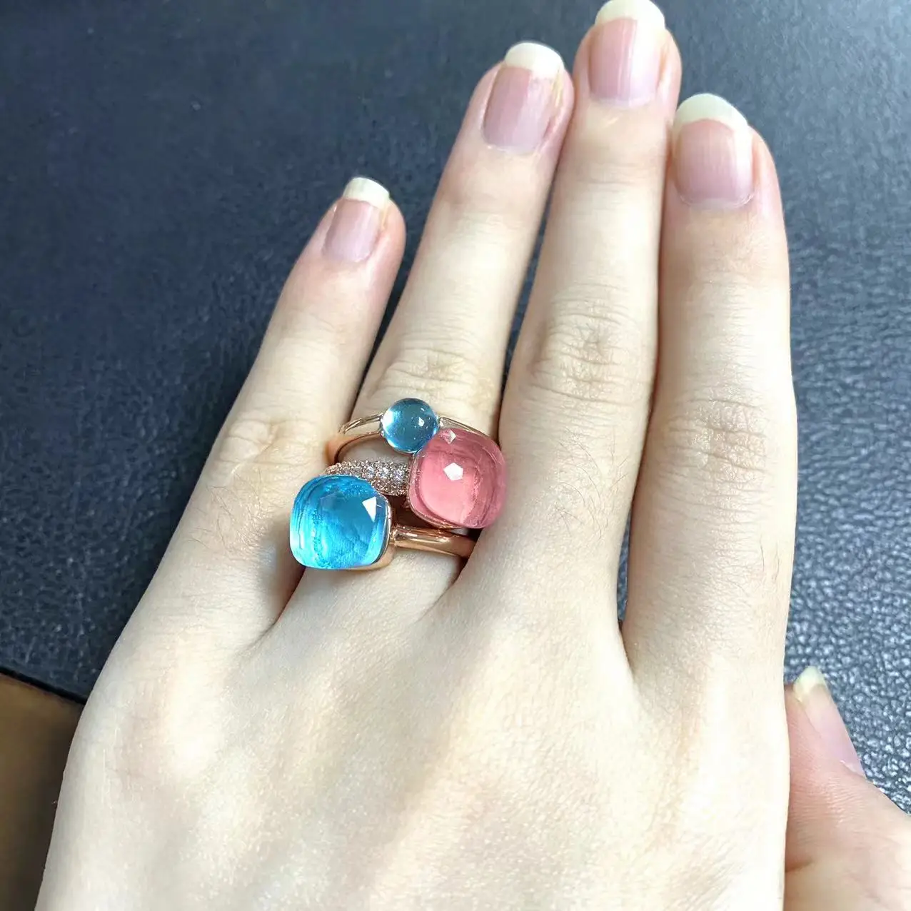 

3Pcs/Set Classic Ring Stacked Mix Color Crystal Ring Candy Style Ring Jewelry Birthday Gift For Women Stacking Ring Set