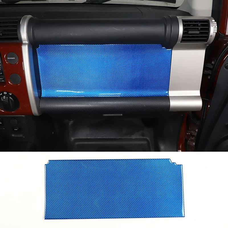 

For 2007-2021 Toyota FJ Cruiser Soft Carbon Fiber Blue Car Co-pilot Center Control Panel Sticker Car Interior Accessories LHD