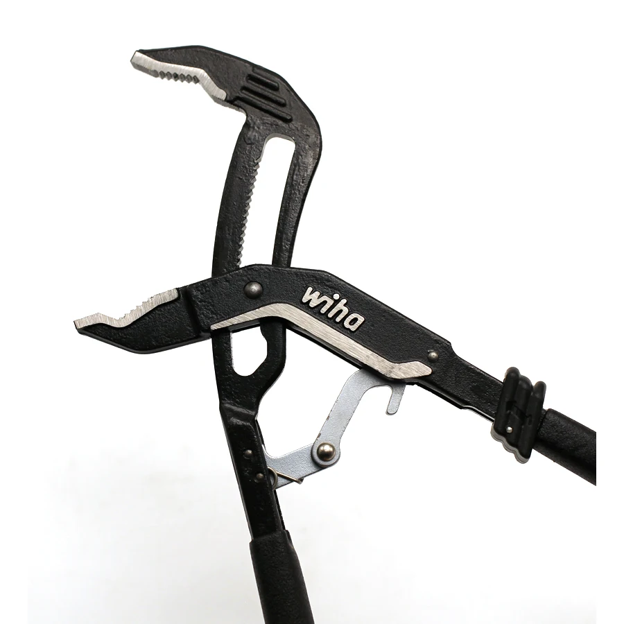 Wiha 45845 Adjustable Water Pump Pliers with Comfort Grips 10 Inches Ratcheting Push Button Adjustment Mechanism