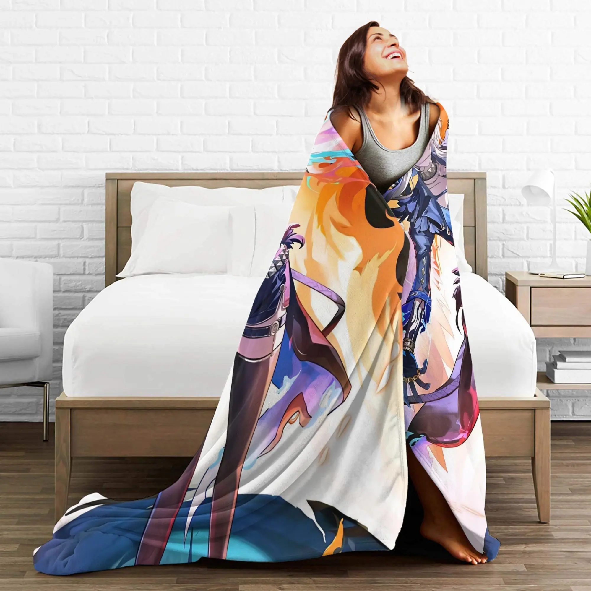 Wuthering Waves WuWa Galbrena بطانية لعبة أنيمي الصوف الجدة لينة رمي بطانية للمفرش الشتاء السفر #3