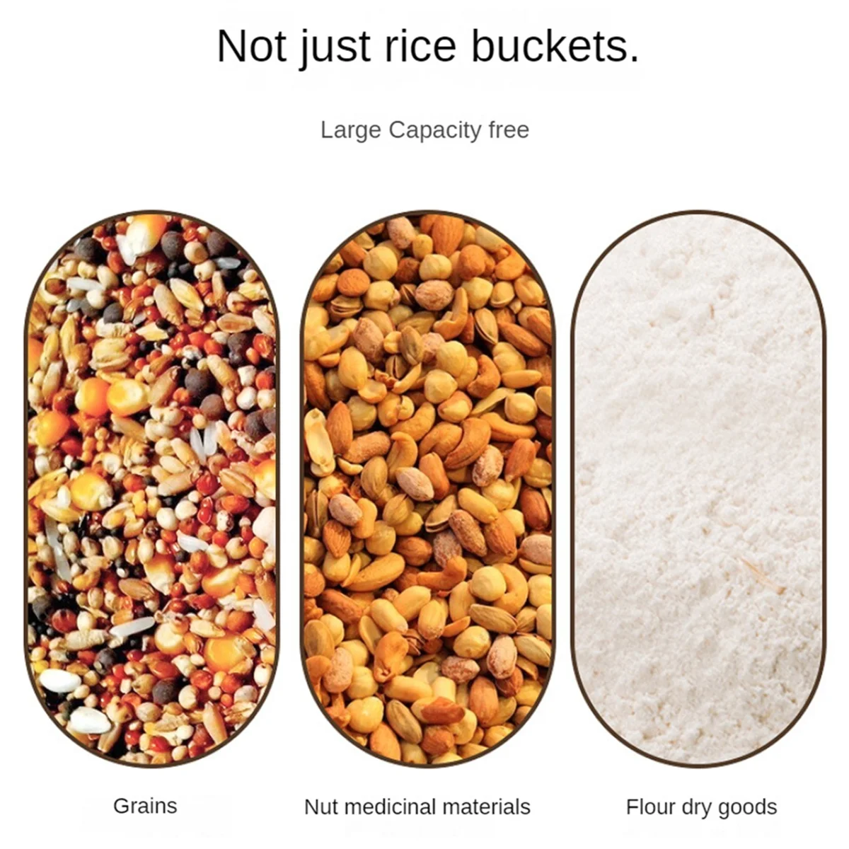 حاويات تخزين الأرز، حاويات الطعام، تخزين المواد الغذائية الجافة، موزعات أغذية الحيوانات الأليفة، للحبوب، فول الصويا (أبيض كريمي) JAS
