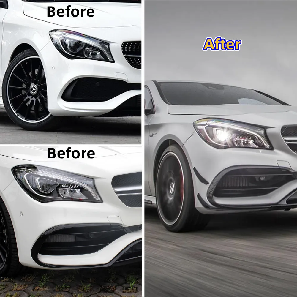 4Pcs Car Front Bumper Side Spoiler Splitter Air Blade Tuning For Mercedes Benz CLA C117 X117 CLA200 220 250 CLA45 AMG 2015-2018