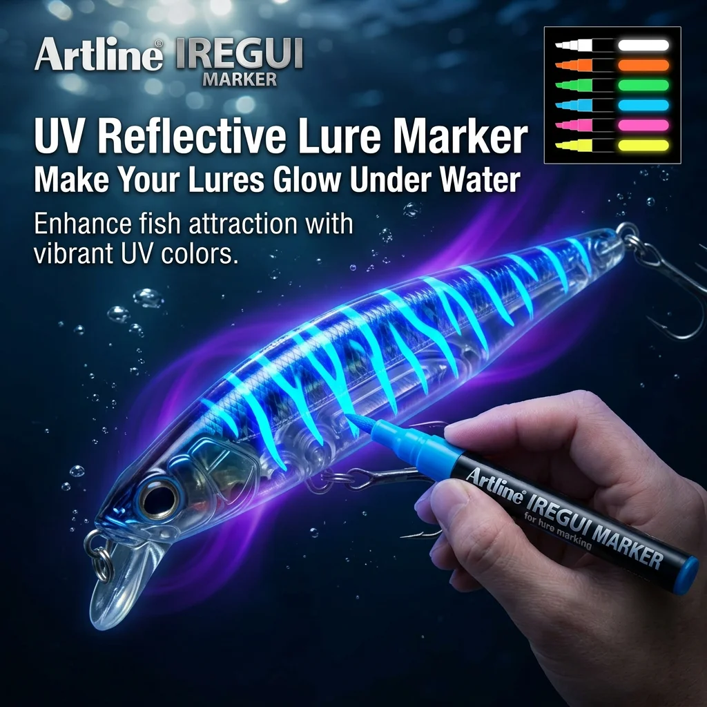 Artline IREGUI UV Reflective Lure Marker Fishing Bait Paint Pen DIY Custom Hard Soft Lures UV Fluorescent Marking Pen Fishing