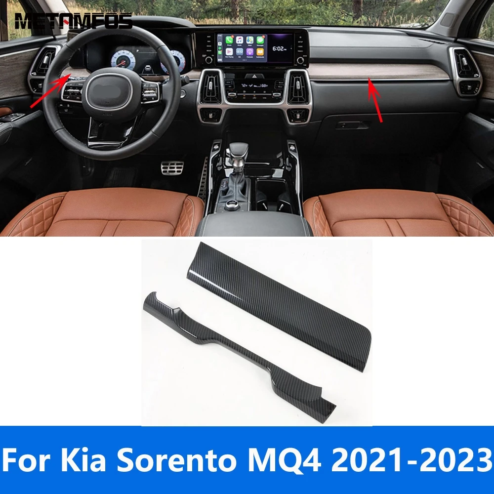

Аксессуары для интерьера для Kia Sorento 2021 2022 2023, центральная консоль из углеродного волокна, панель приборной панели, литая отделка, Стайлинг автомобиля