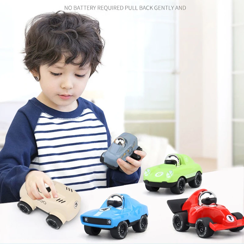 1Pcs Children Fun Toys Cartoon Q Version Press Alloy Car Toys Mini Kart Racing Car Model Random Style Boys Holiday Birthday Gift