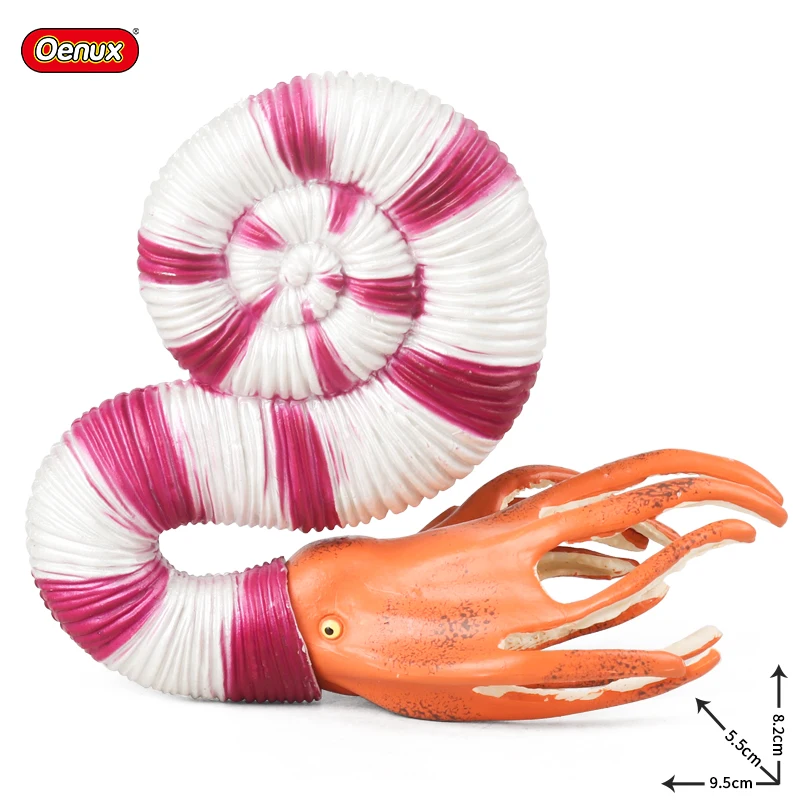 Oenux Sea Life Animals Toy Simulation Squid Shrimp Crab Starfish Salmon Model Action Figures PVC Educational Collection Kid Gift