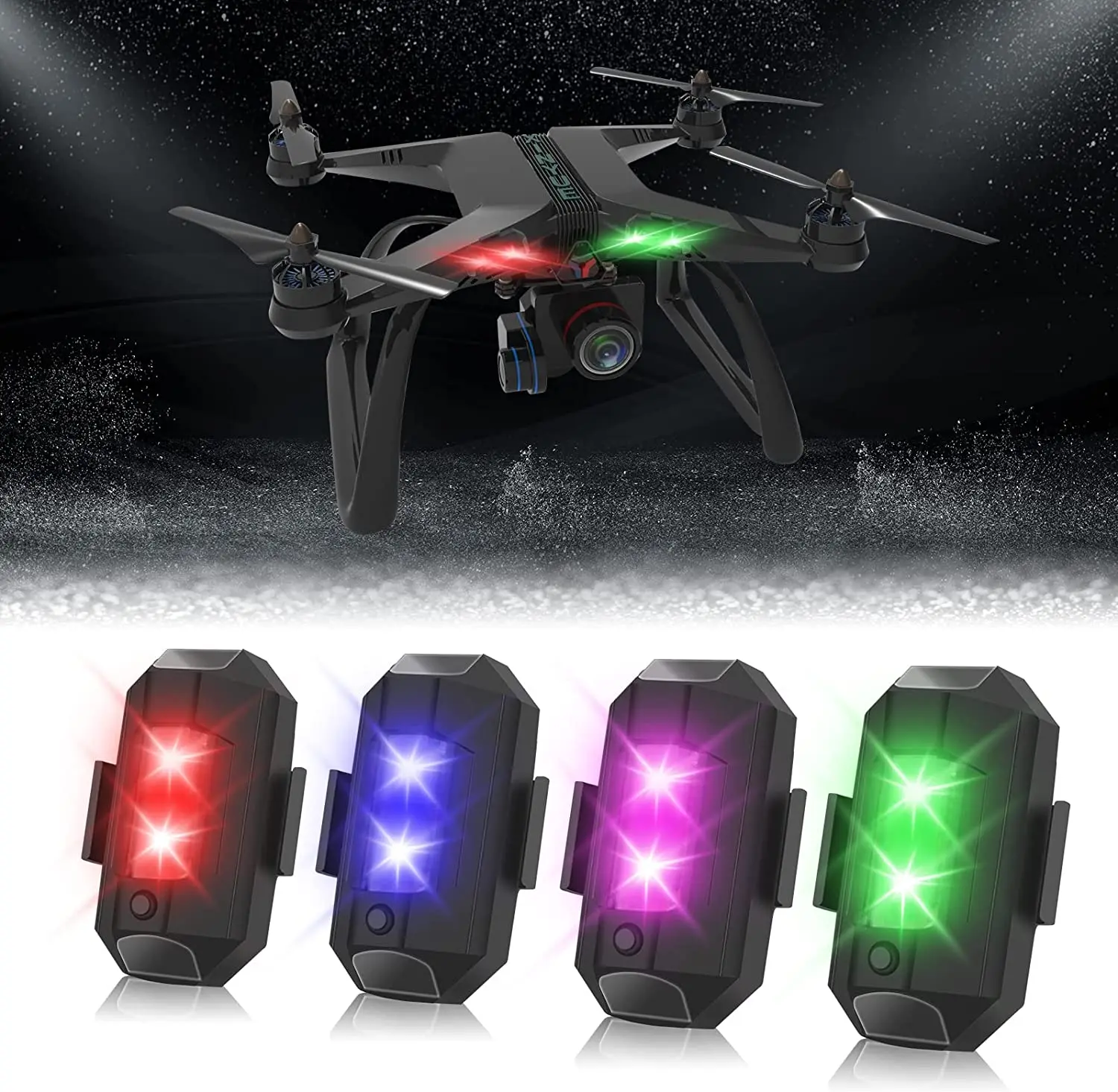 Universal LED Anti-collision Warning Light Mini Signal Light Drone with Strobe Light 7 Colors Turn Signal Indicator Motorcycle