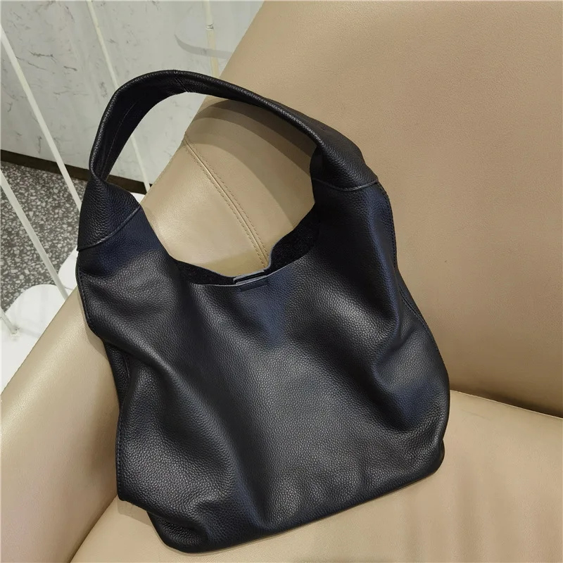 

DONNAIN Women Tote Shoulder Bags Soft Cow Leather Large Capacity Female Handbag Solid Color Full-grain Cowhide Shopping Bag