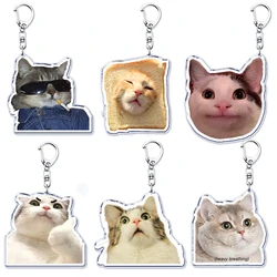 Cute Bread Cat Funny Meme Key Chain Keychains Ring for Accessories Bag Pendant Keyring Jewelry Fans Love Gifts