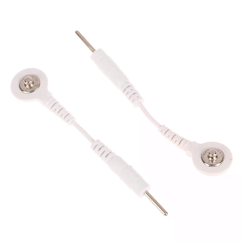 2PCS Electrode Lead Wire Connecting Cables Plug 2.0mm Snap 3.5mm Male connector cable Use For Tens/EMS Massage Machine Device