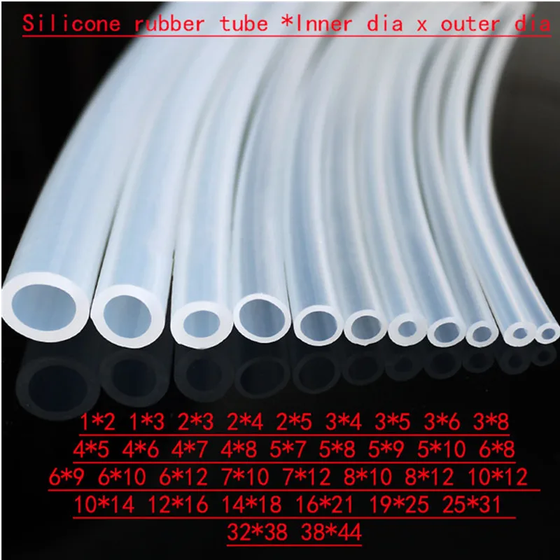 5m tubo di gomma di Silicone 6x8 6x9 6x10 6x12 7x10 7x12 8x10 8x12 10x12 10x14 12x16 14x tubo flessibile trasparente trasparente da 18 mm