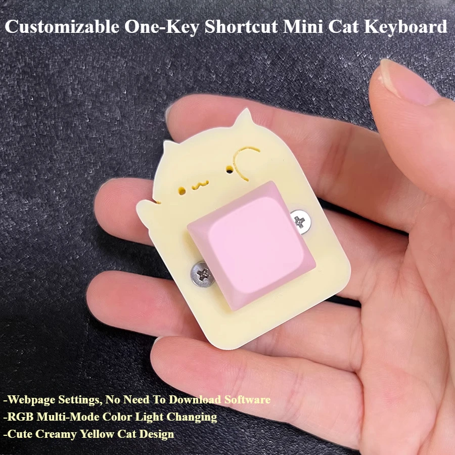 Mini 1Key Funny Keyboard Cute Cat Single-Key Keypad Wired One-Click Copy-Paste Customizable Shortcut Office Keyboard Kawaii Gift