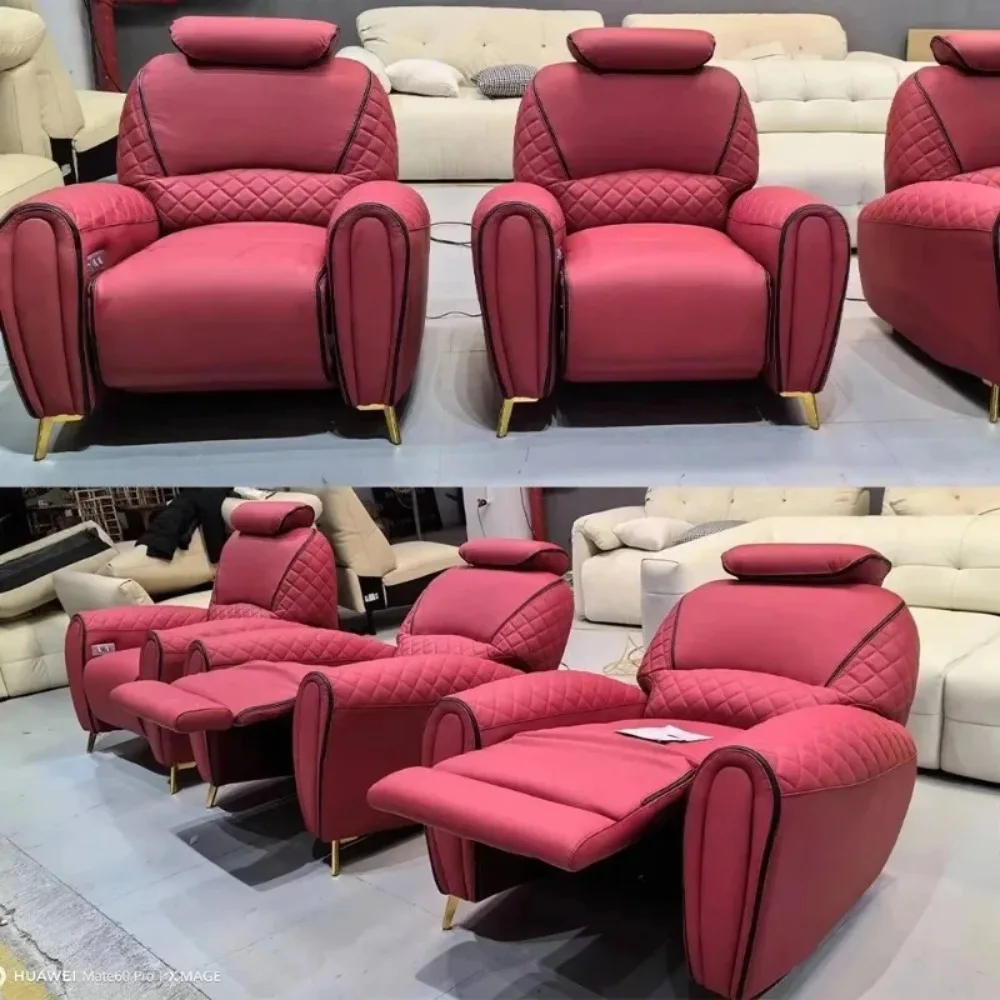#Luxury Electric Recliner Theater Seating Sofa – Modern Home Theater Chairs with LED Lighting, USB, Massage, Cooling Cup Holder