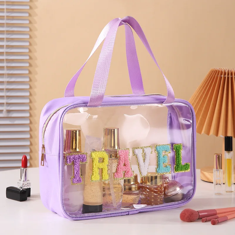 New Transparent Make Up Toiletry Bag PVC Waterproof Swimming Beach Bath Bags Portable Travel Wash Bag PU Leather Cosmetic Case