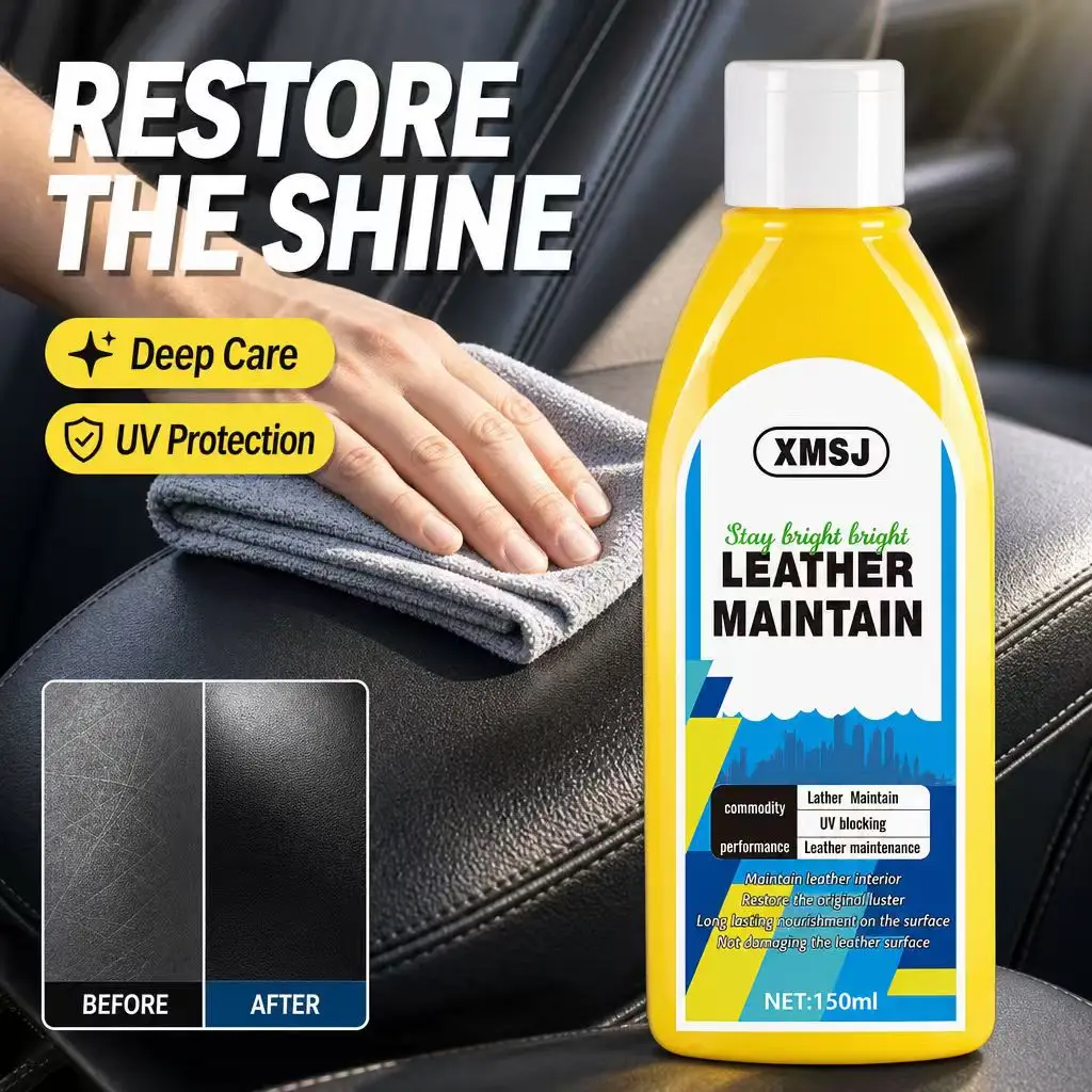 Car Leather Restorer for Seats & Wheels, Restores Luster, UV Blocking, Nourishes & Repairs Cracks, Easy Apply 150ml.