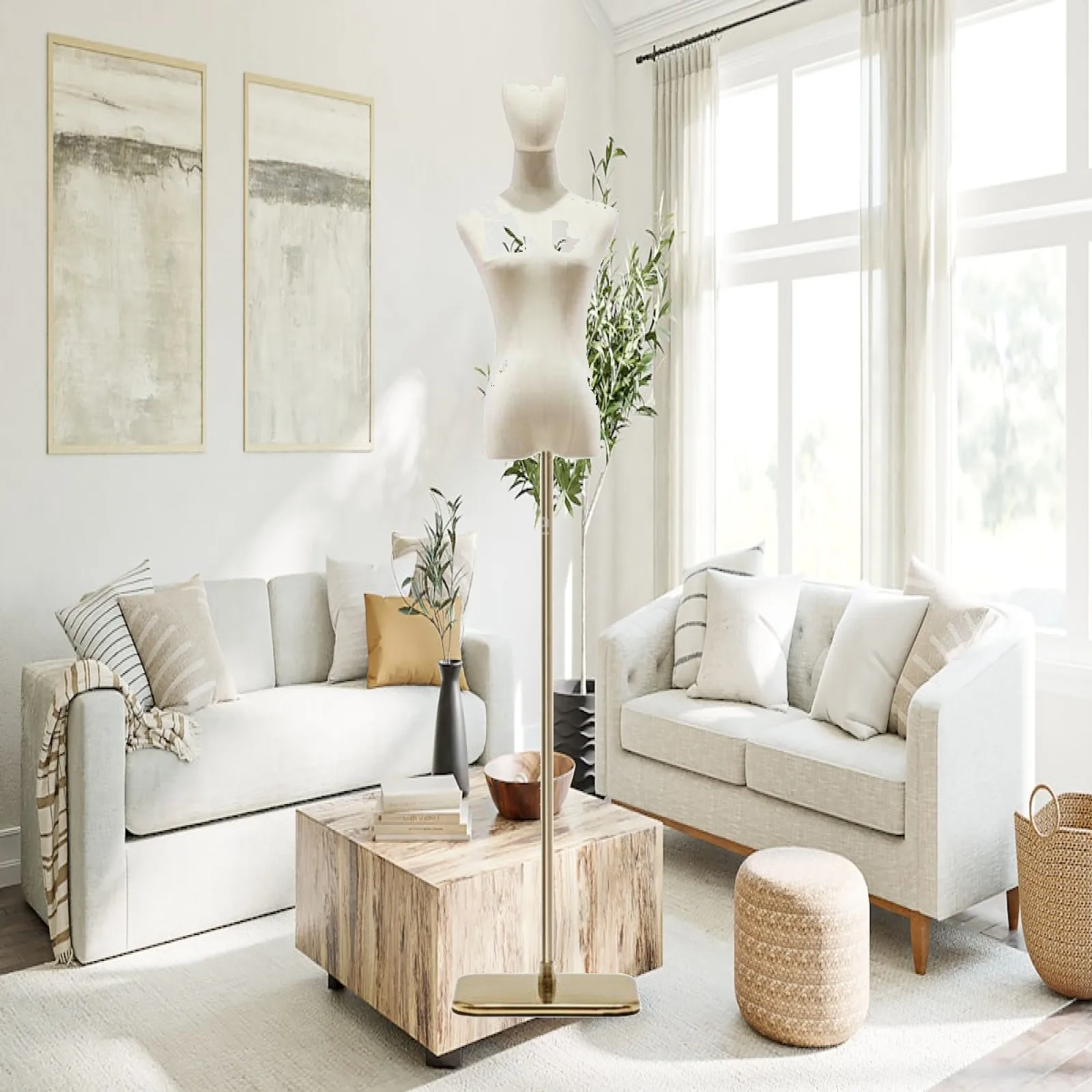 Mannequin Torso Pinnable Linen Surface for Window Merchandising
