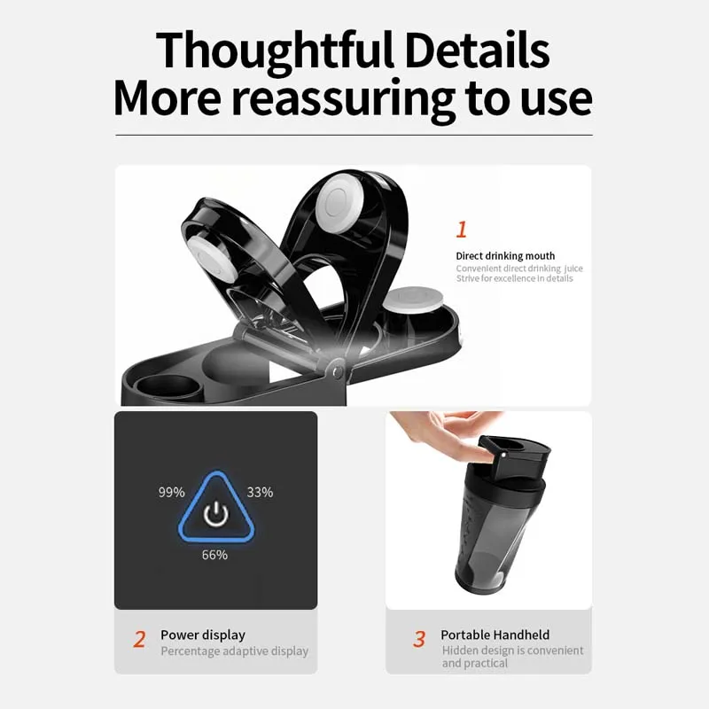 2025 عصارة عالية الطاقة قابلة للشحن خلاط صغير خلاط محمول عصائر كهربائية كوب لصنع العصائر وهزاز البروتين اليدوي