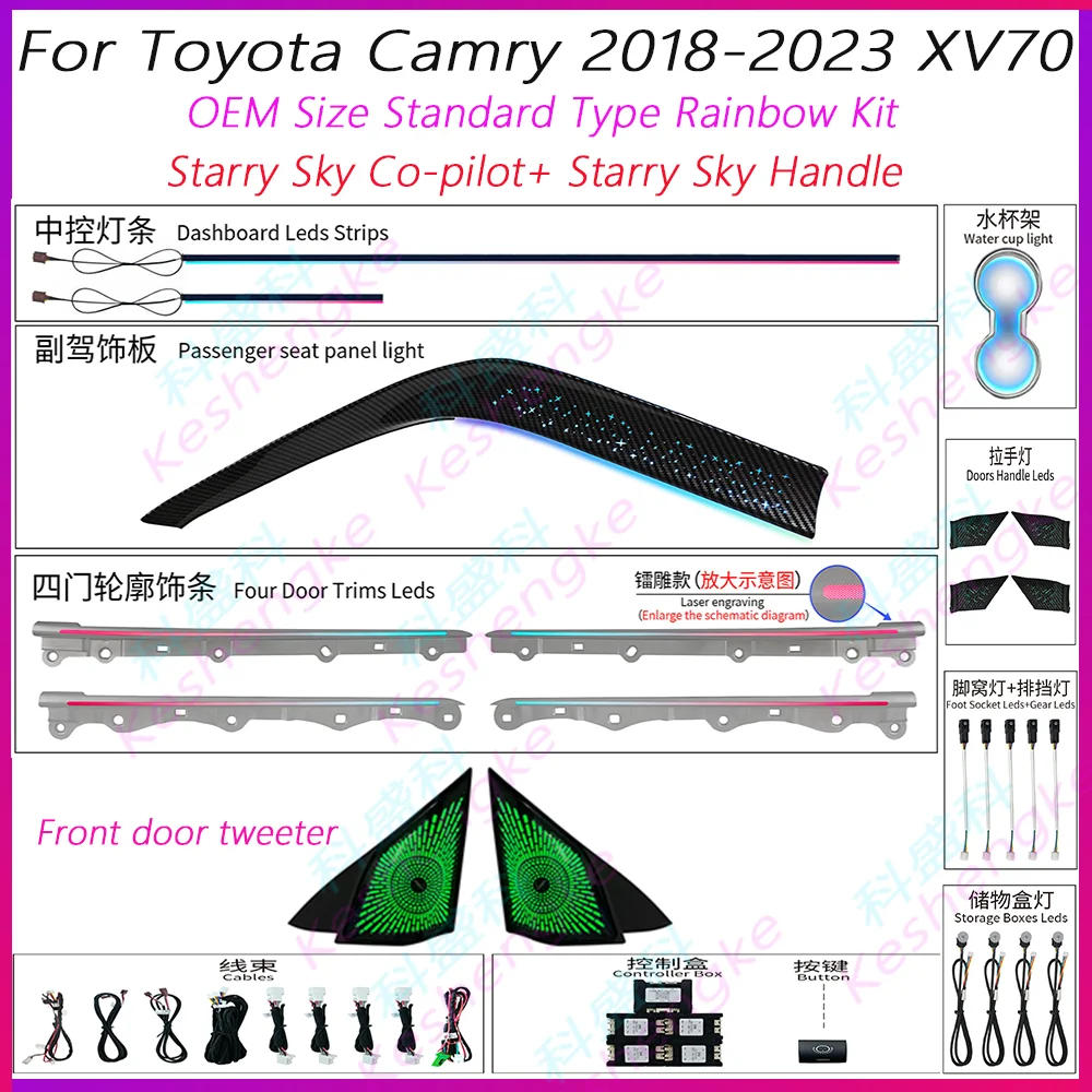For Toyota Camry Generation 8 Dynamic Ambient Light 2018-2023 Interior Lighting Upgrade Vehicle Dynamic LED Ambient Light
