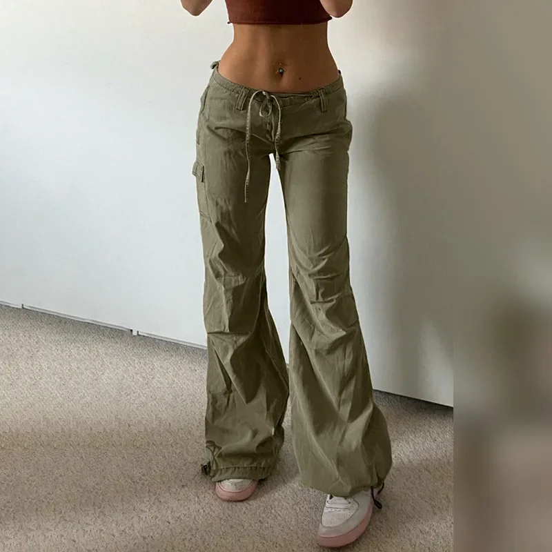 

Women's Drawstring Fashion Sport Pants Low-waisted Casual Pocket Straight Work Long Pants