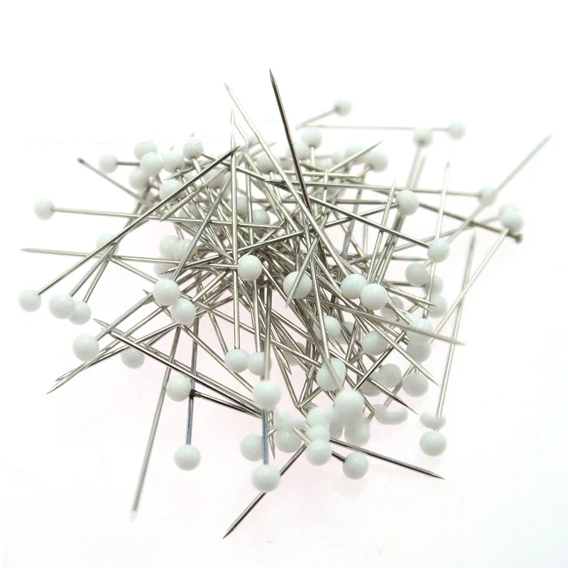 100PCS 32/38mm Colorful Round Pearl Head Needles Stitch Straight Push Sewing Pins for Dressmaking DIY Sewing Tools Positioning