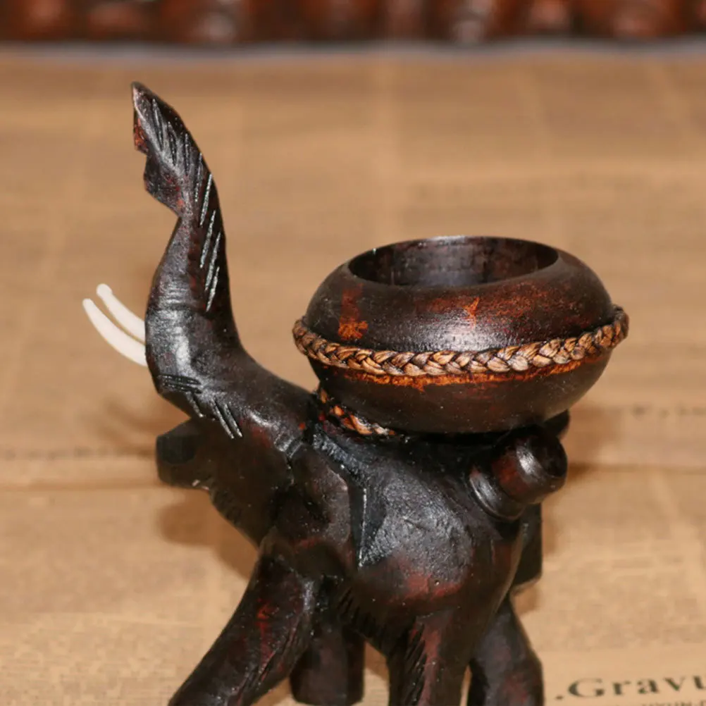 

1Pcs Wooden Elephant Holder Scented Stand Decorative Home Office Decor Retro Tea Light Holder for Holiday Wedding