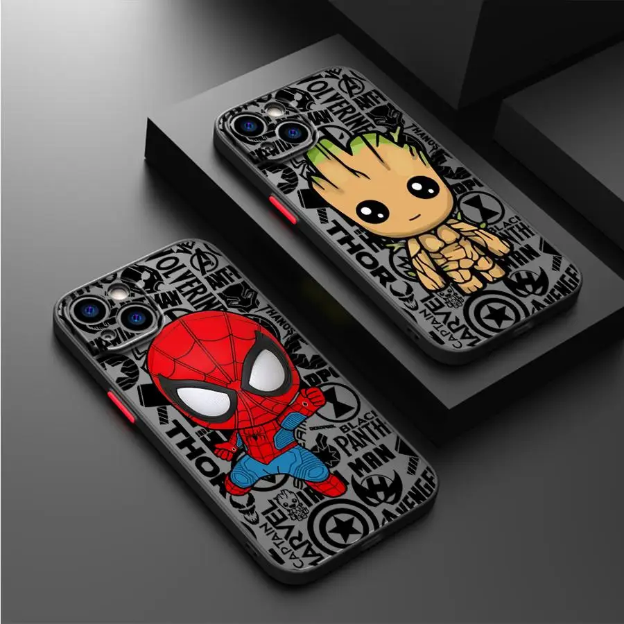 Marvel Groot Spiderman Phone Case for Xiaomi Mi 14 13 Lite 10T 12T 11T 12T Pro 12 13 Pro 12X 11 Lite 9T Matte Silicon Cover