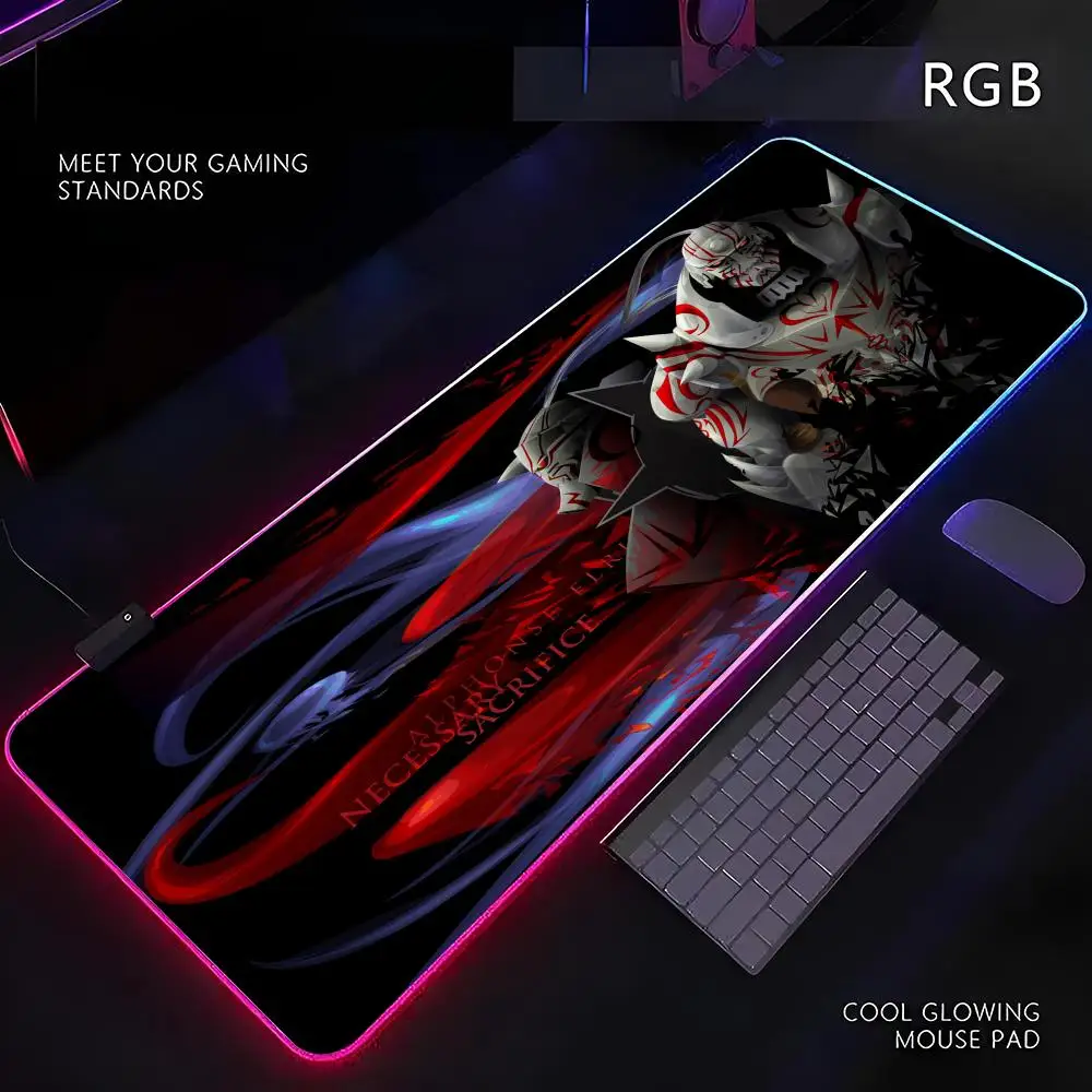 

Fullmetal Alchemist Mouse Pad RGB Gamer LED Light Mouse Mat Peripherals Mousepad Computer Desk Mat XL Mice Keyboard Carpet