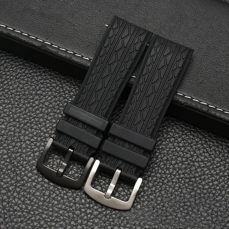 Silicone Watchband for Porsche design p6612 watch strap watchband 24mm black Wristband Replacement Curved End Watch Bracelet