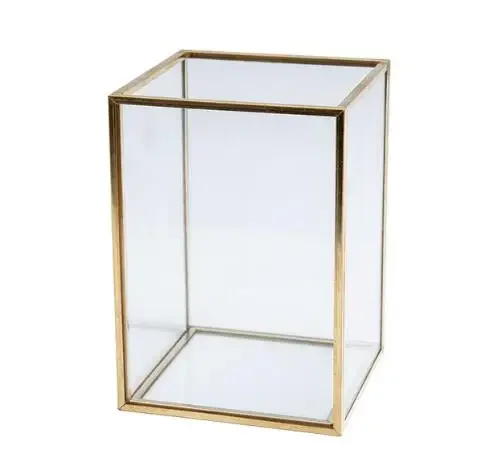 

Golden Cosmetische Opbergdoos Desktop Lippenstift Afwerking Glas Plaid Sieraden Classificatie Opslag Make Borstel Organizer Wf